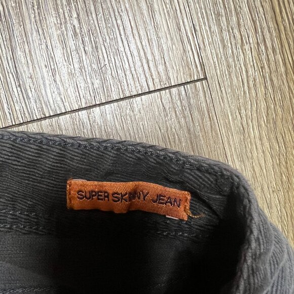 Tory Burch Corduroy Pants Women's 28 Gray Super Skinny Stretch Gold Rivets - Picture 6 of 7